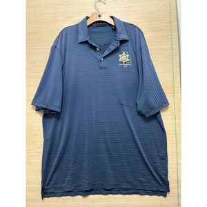 Divots Mens XL Navy Blue Striped Louisiana Sheriffs Association Golf Polo Shirt